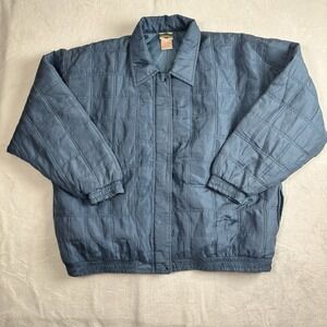 VTG Out Brook Blue Long Sleeve Silk Full Zip Jacket Women's XL